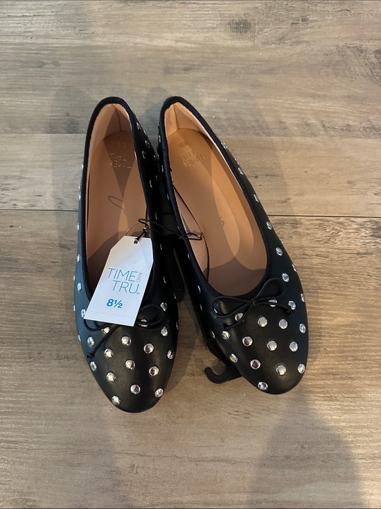 Time and Tru Shoes - Time and Tru Black Studded Ballet Flats - Women's